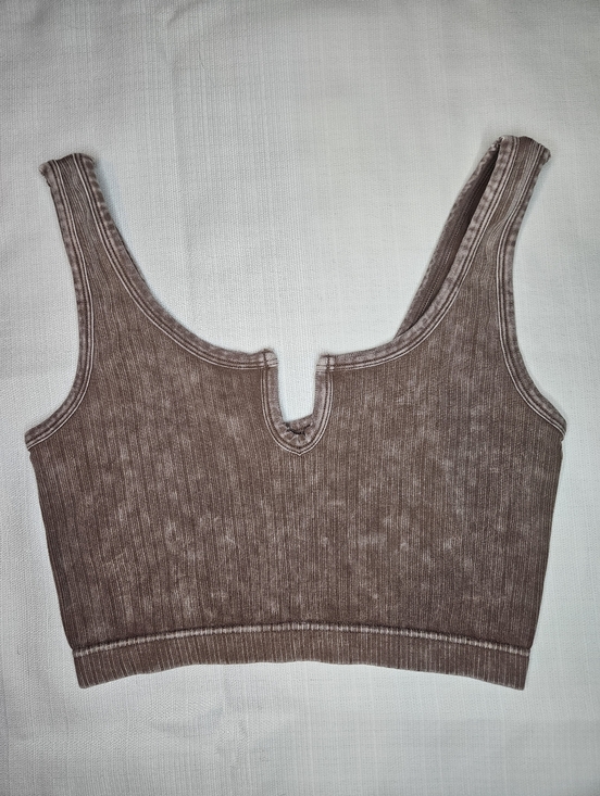 Zenana Outfitters Other - Zenana Outfitters Taupe Ribbed Bralette Notched Neck S/M 14" PTP